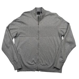 Dunning Mens‎ XL Full Zip Sweater Gray Cotton Silk Cashmere Blend Mock Neck Golf
